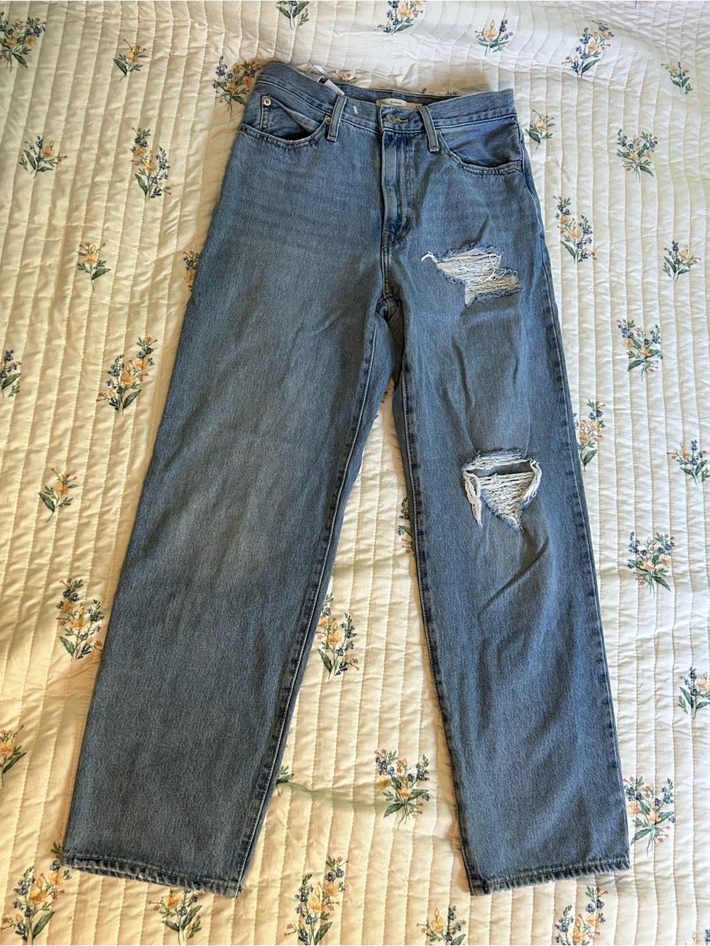 Levi’s Light Blue Distressed Straight-Leg Jeans
